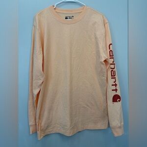Carhartt Apricot Long Sleeve Tee with Maroon Logo
